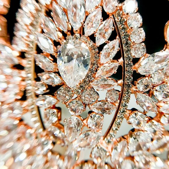 Zirconia Rose Gold Tiara, Quinceanera Tiara, Crystal Tiara, Wedding Headpiece main image 4